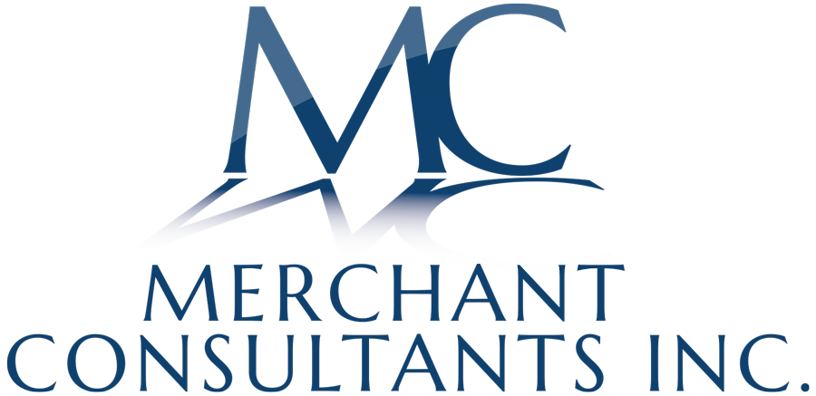 A black and blue logo for merchant consultants